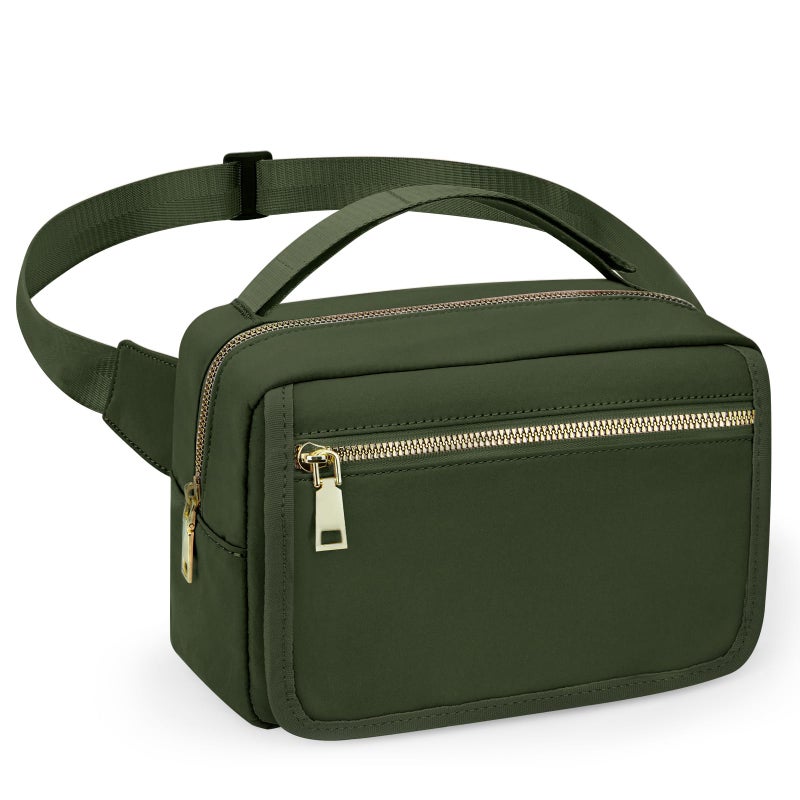 printe Small Diaper Bag with Portable Changing Pad, Crossbody Diaper Pack with Wipes Pocket, Women Waist Bag for Travel Stroller, Olive Green - Image 1